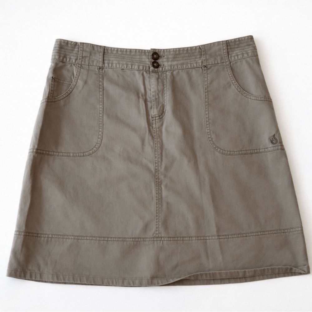 ISIS Gray Cotton Stretch Utility A-Line Skirt Women’s L Outdoor Travel Casual